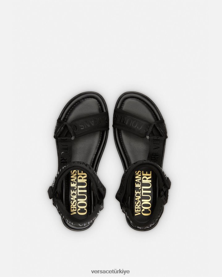 Versace Mallory logolu platform sandaletler kadınlar siyah ayakkabı B0HHR82294