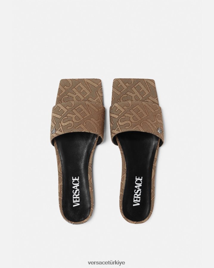 Versace allover düz sandaletler kadınlar kahverengi ayakkabı B0HHR8451
