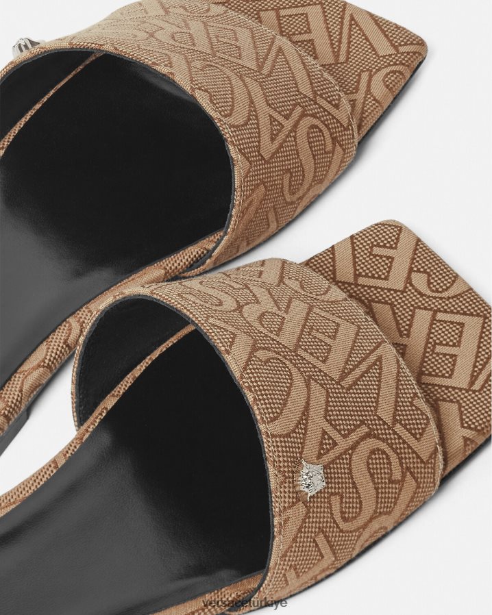Versace allover düz sandaletler kadınlar kahverengi ayakkabı B0HHR8451