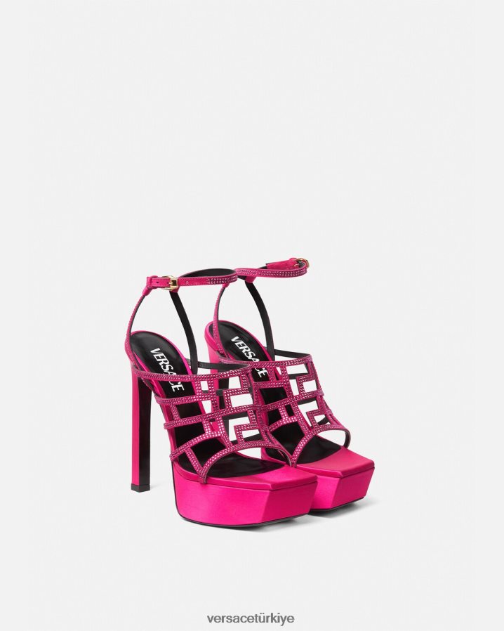 Versace greca labirent kristal sandalet kadınlar pembe ayakkabı B0HHR8468