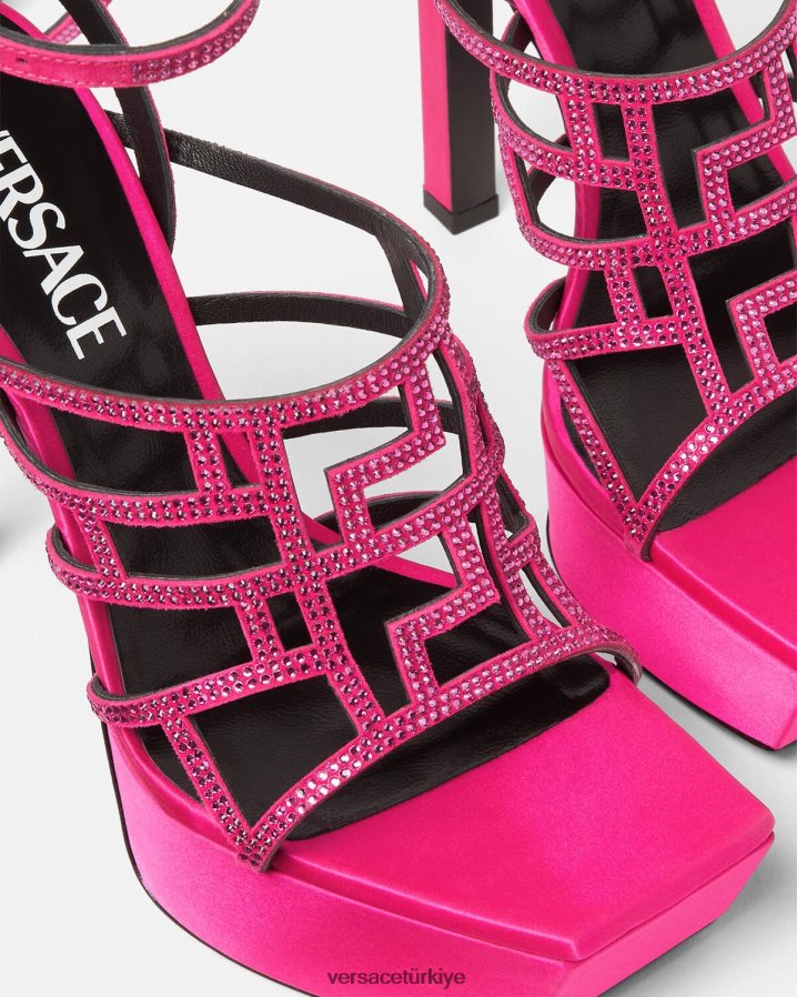 Versace greca labirent kristal sandalet kadınlar pembe ayakkabı B0HHR8468