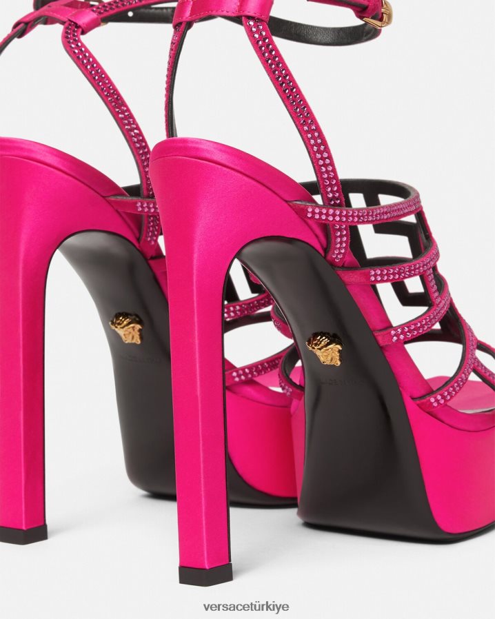 Versace greca labirent kristal sandalet kadınlar pembe ayakkabı B0HHR8468