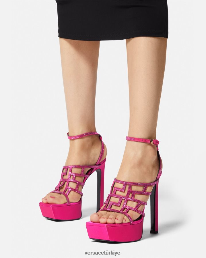 Versace greca labirent kristal sandalet kadınlar pembe ayakkabı B0HHR8468