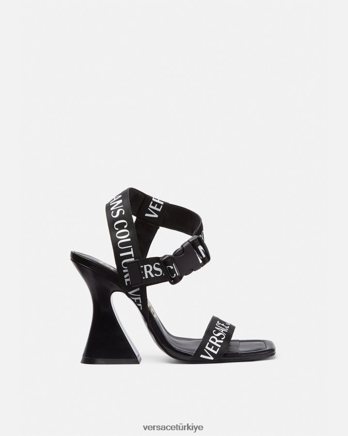 Versace kirsten logolu sandaletler kadınlar siyah ayakkabı B0HHR82291