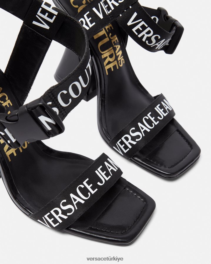Versace kirsten logolu sandaletler kadınlar siyah ayakkabı B0HHR82291