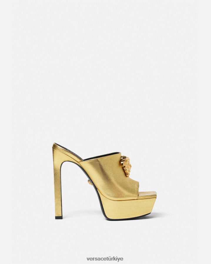 Versace la medusa platform katırları kadınlar altın ayakkabı B0HHR8466