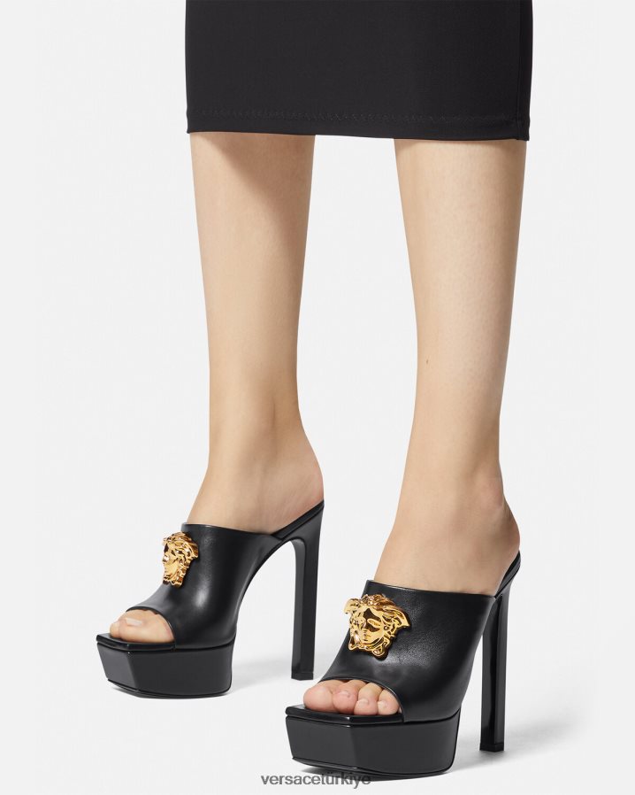 Versace la medusa platform katırları kadınlar siyah ayakkabı B0HHR8448