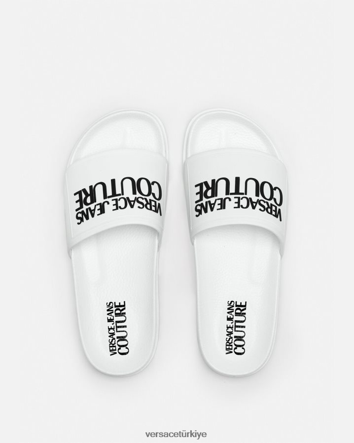 Versace logo kauçuk slaytlar kadınlar beyaz ayakkabı B0HHR82312