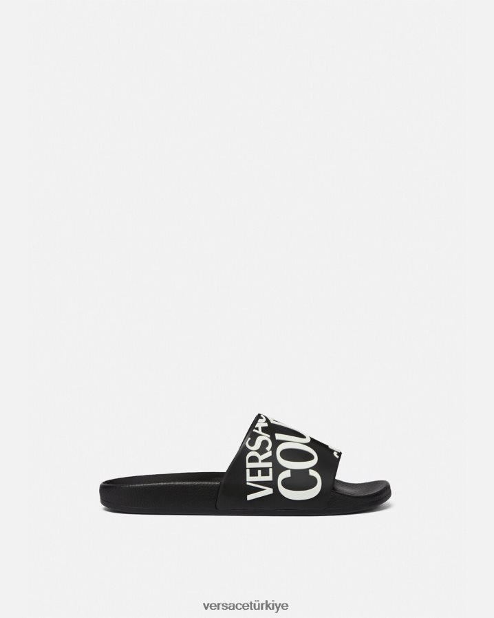 Versace logo slaytları kadınlar siyah ayakkabı B0HHR82262