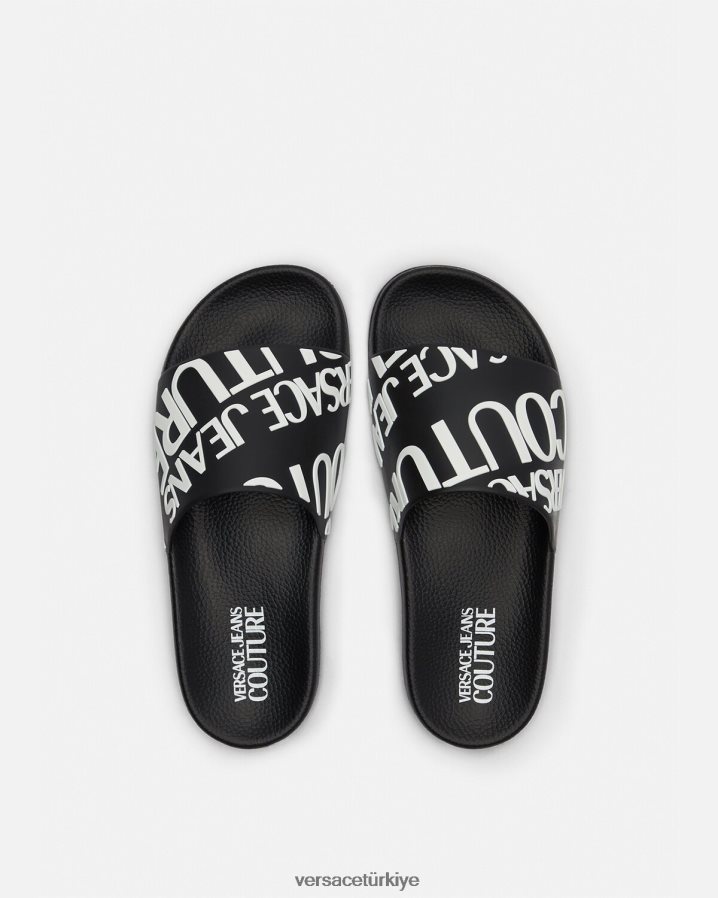 Versace logo slaytları kadınlar siyah ayakkabı B0HHR82262