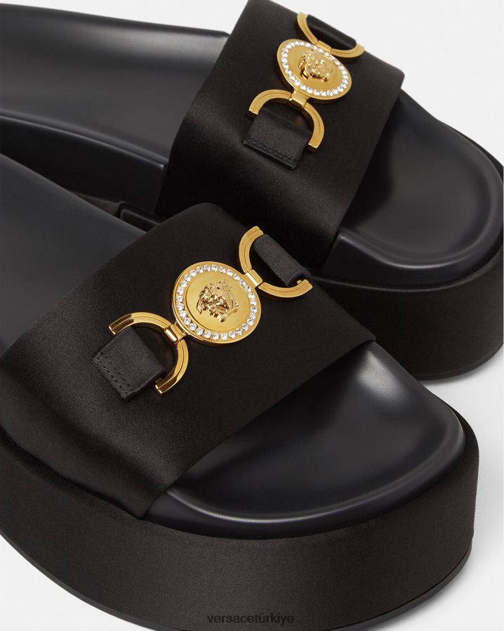 Versace medusa '95 platform sandaletler kadınlar siyah ayakkabı B0HHR8455