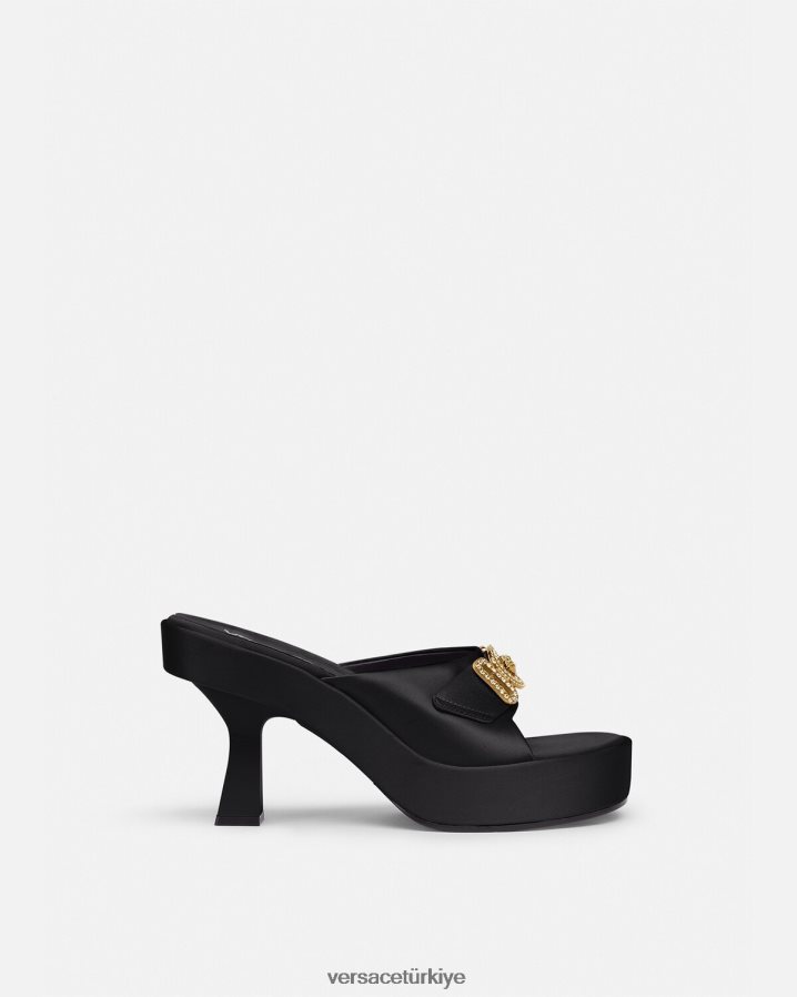Versace medusa biggie kristal katır kadınlar siyah ayakkabı B0HHR8469