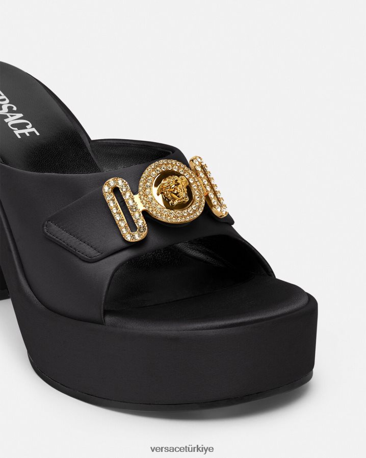 Versace medusa biggie kristal katır kadınlar siyah ayakkabı B0HHR8469