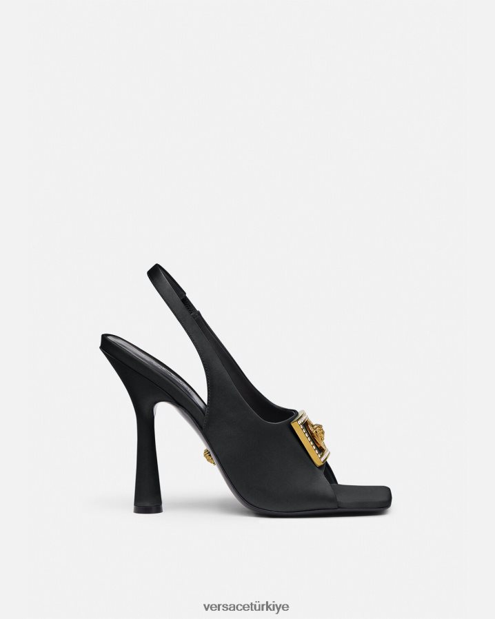 Versace medusa kristal sandalet kadınlar siyah ayakkabı B0HHR8465