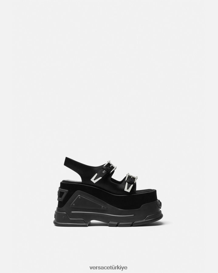 Versace medusa marşı platform sandaletler kadınlar siyah ayakkabı B0HHR8438