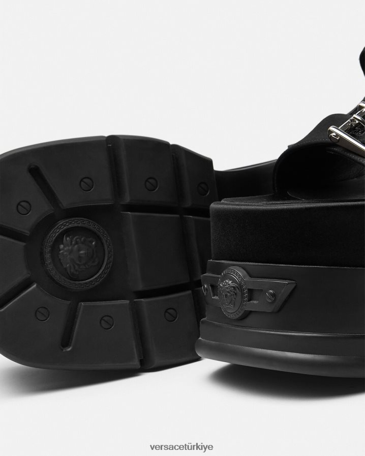 Versace medusa marşı platform sandaletler kadınlar siyah ayakkabı B0HHR8438