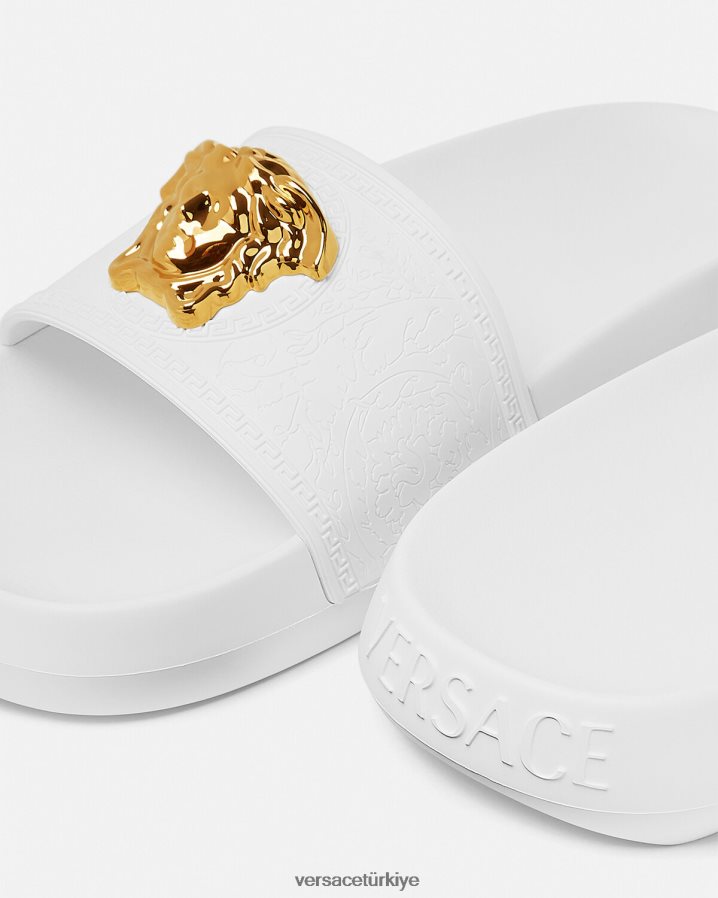 Versace saray slaytları kadınlar beyaz ayakkabı B0HHR8458