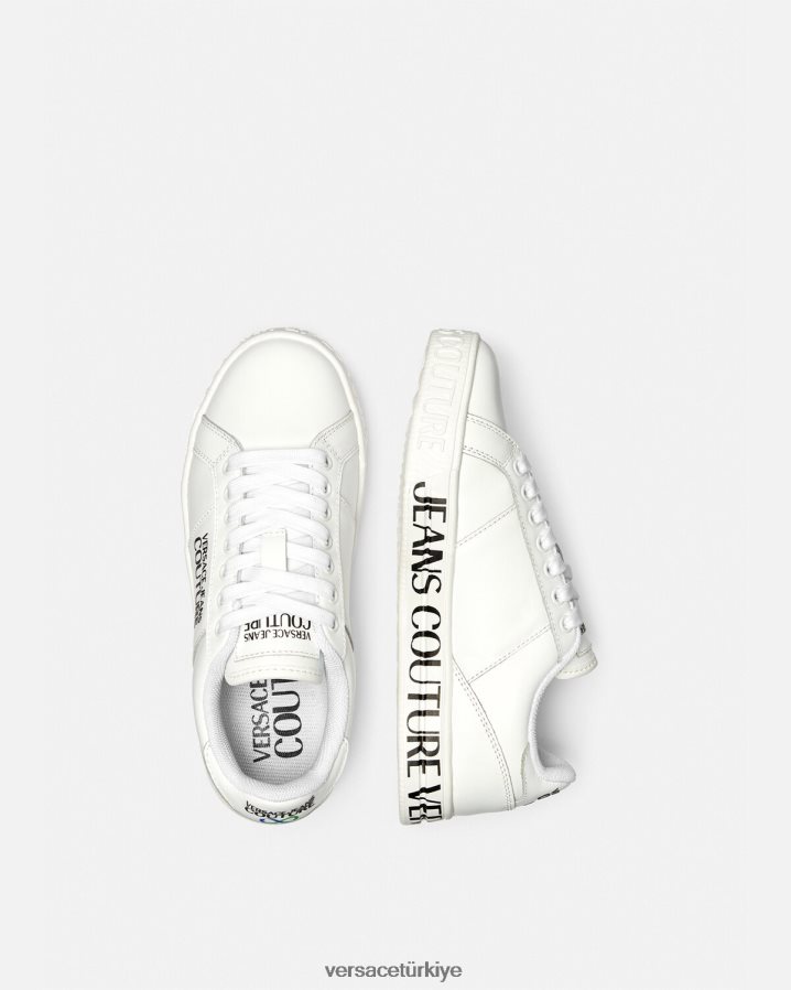 Versace Court 88 logolu spor ayakkabı kadınlar beyaz ayakkabı B0HHR82277