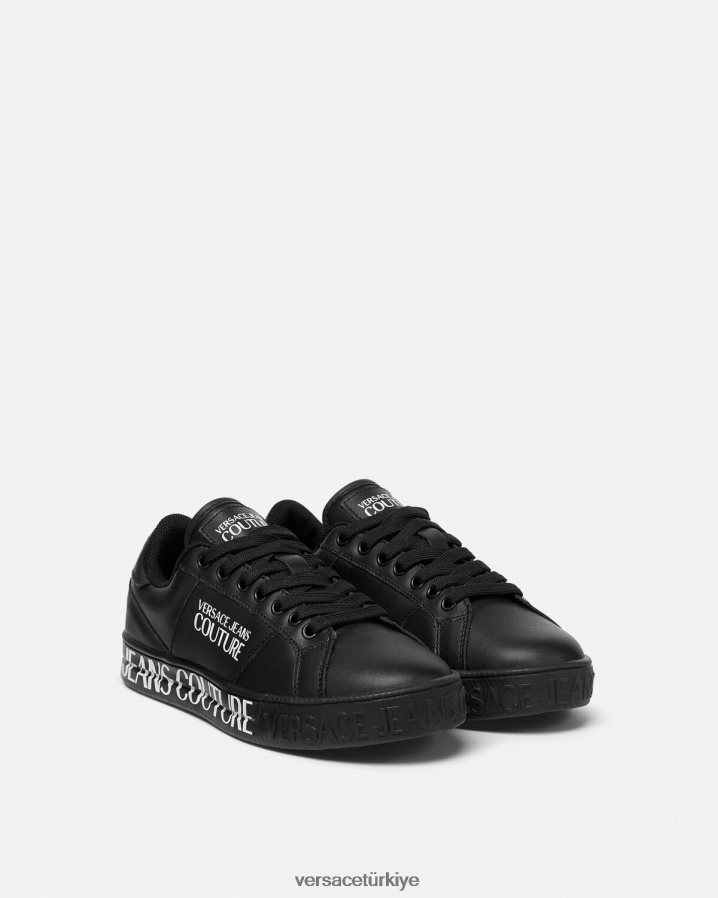 Versace Court 88 logolu spor ayakkabı kadınlar siyah ayakkabı B0HHR82278