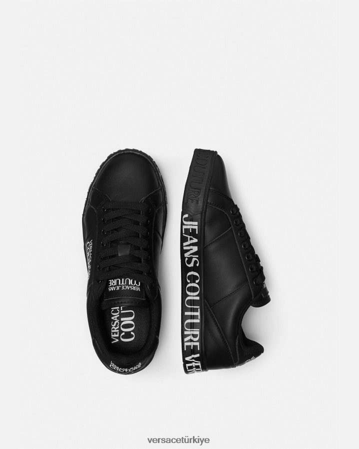 Versace Court 88 logolu spor ayakkabı kadınlar siyah ayakkabı B0HHR82278