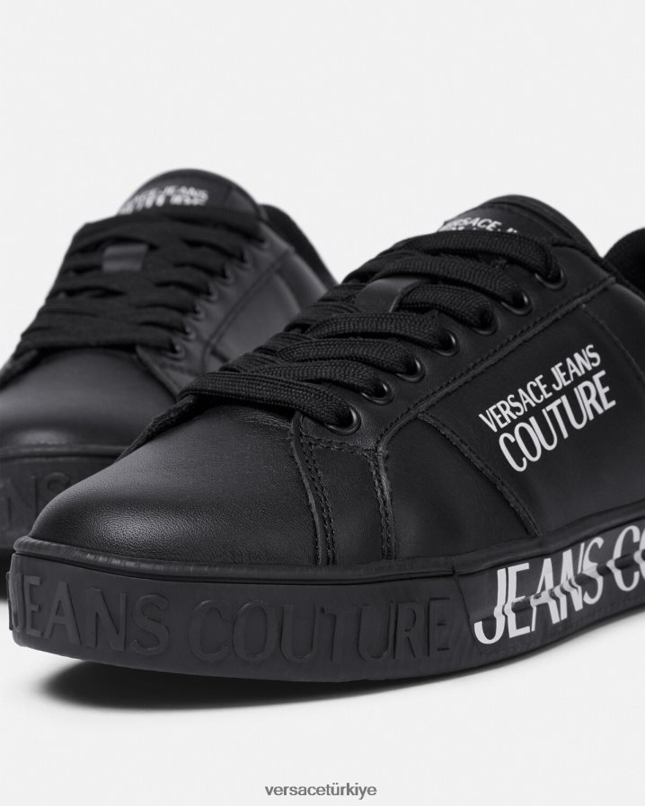 Versace Court 88 logolu spor ayakkabı kadınlar siyah ayakkabı B0HHR82278