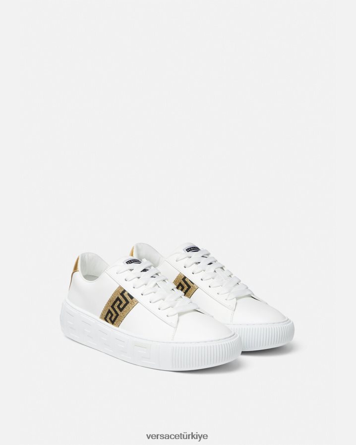 Versace Greca spor ayakkabıları kadınlar Beyaz altın ayakkabı B0HHR8501
