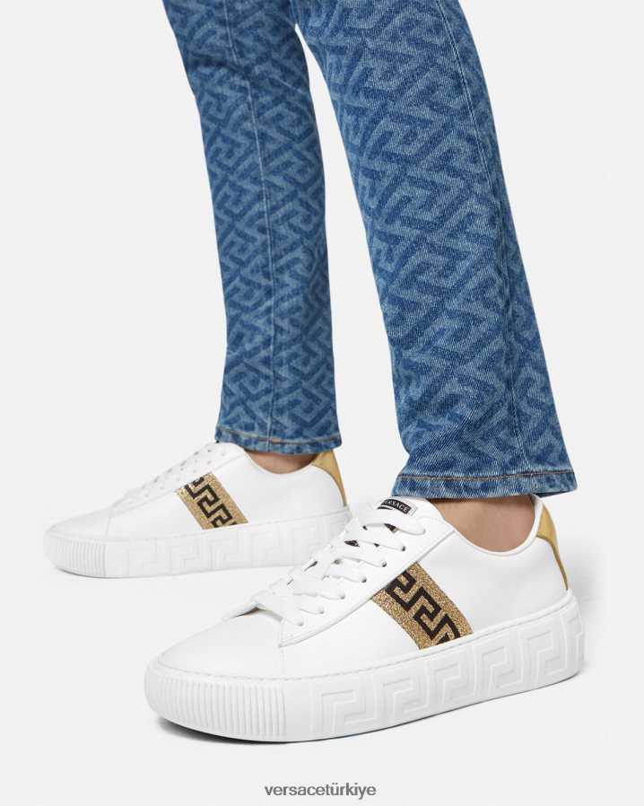 Versace Greca spor ayakkabıları kadınlar Beyaz altın ayakkabı B0HHR8501