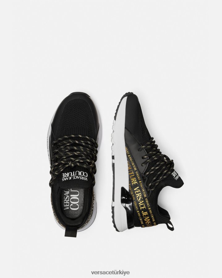 Versace dinamik spor ayakkabı kadınlar siyah altın ayakkabı B0HHR82256
