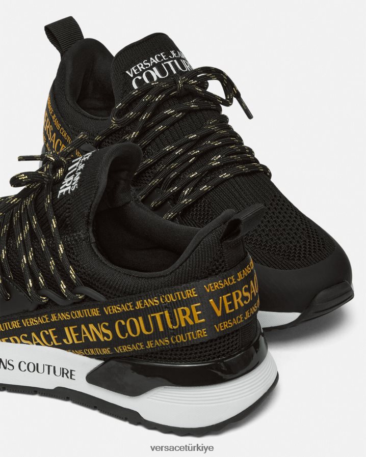 Versace dinamik spor ayakkabı kadınlar siyah altın ayakkabı B0HHR82256