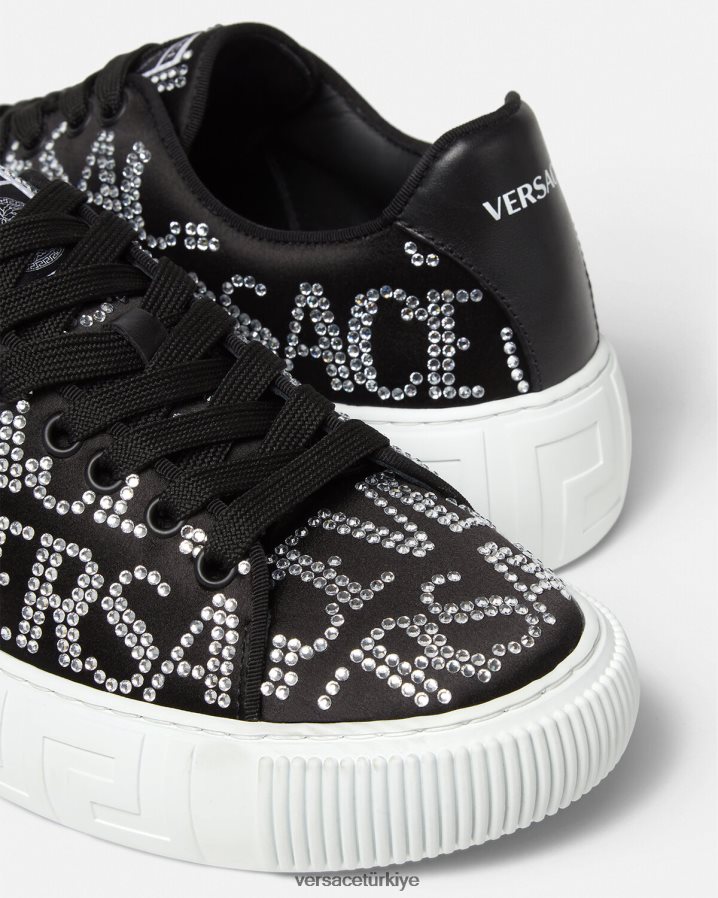 Versace kristal allover greca spor ayakkabıları kadınlar siyah ayakkabı B0HHR8498