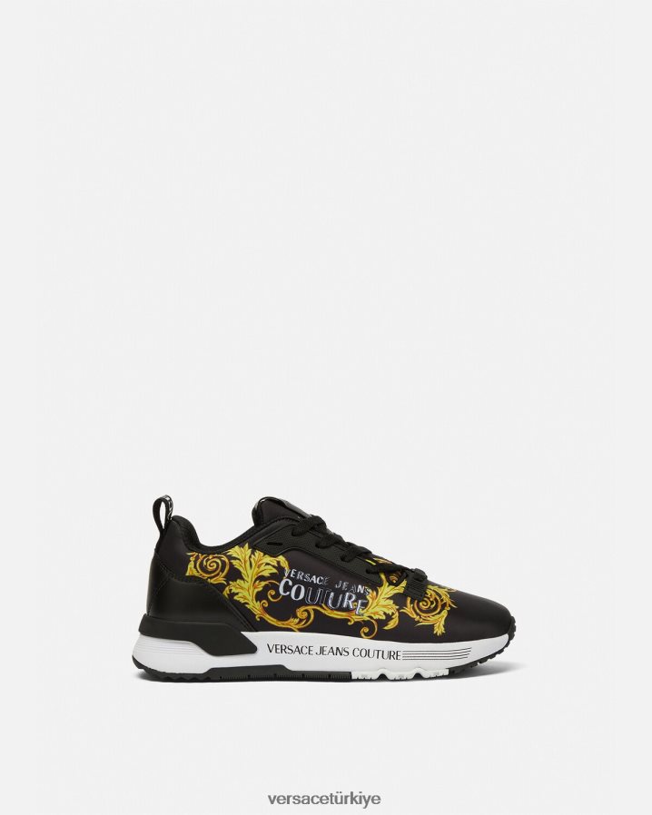 Versace logo couture dinamik spor ayakkabı kadınlar siyah altın ayakkabı B0HHR82280