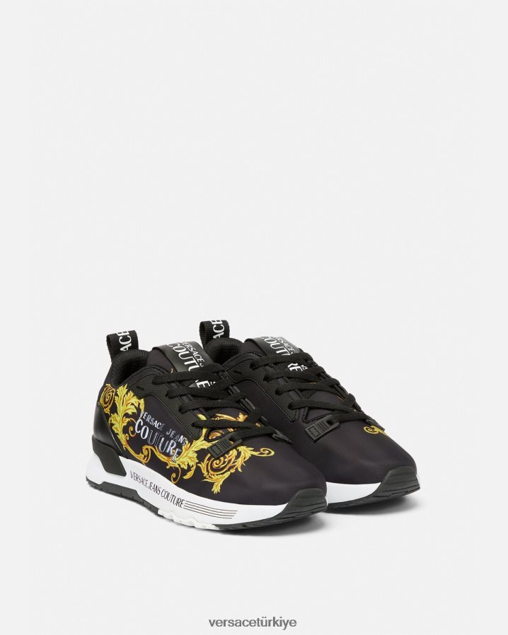 Versace logo couture dinamik spor ayakkabı kadınlar siyah altın ayakkabı B0HHR82280