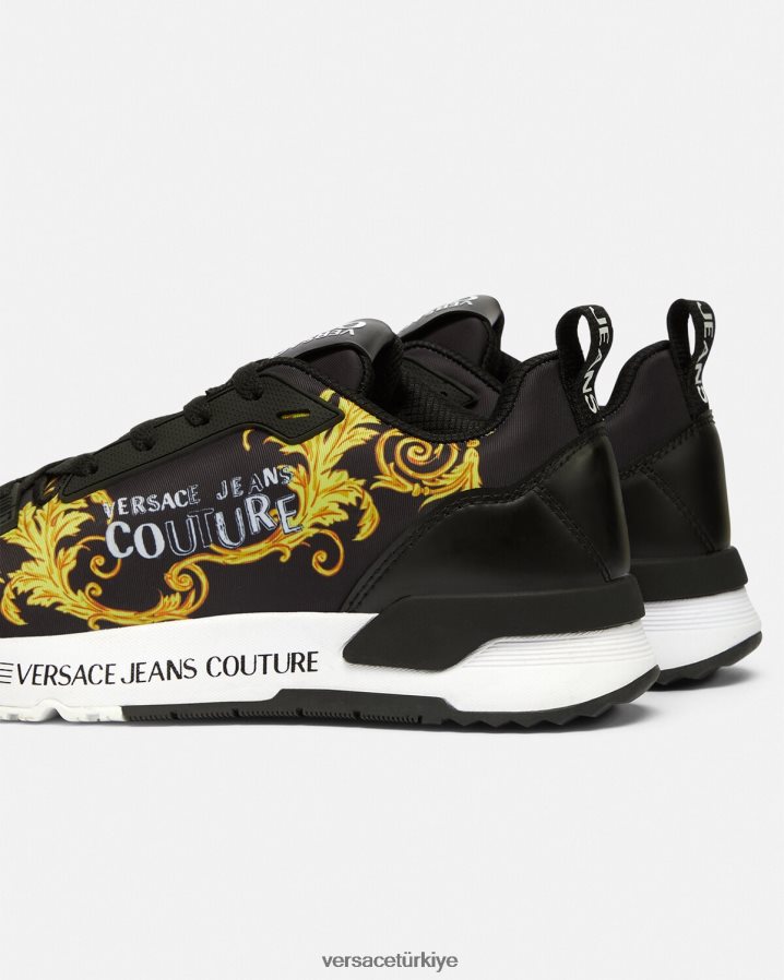 Versace logo couture dinamik spor ayakkabı kadınlar siyah altın ayakkabı B0HHR82280