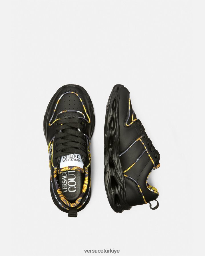 Versace logo couture okinawa spor ayakkabıları kadınlar siyah ayakkabı B0HHR82303
