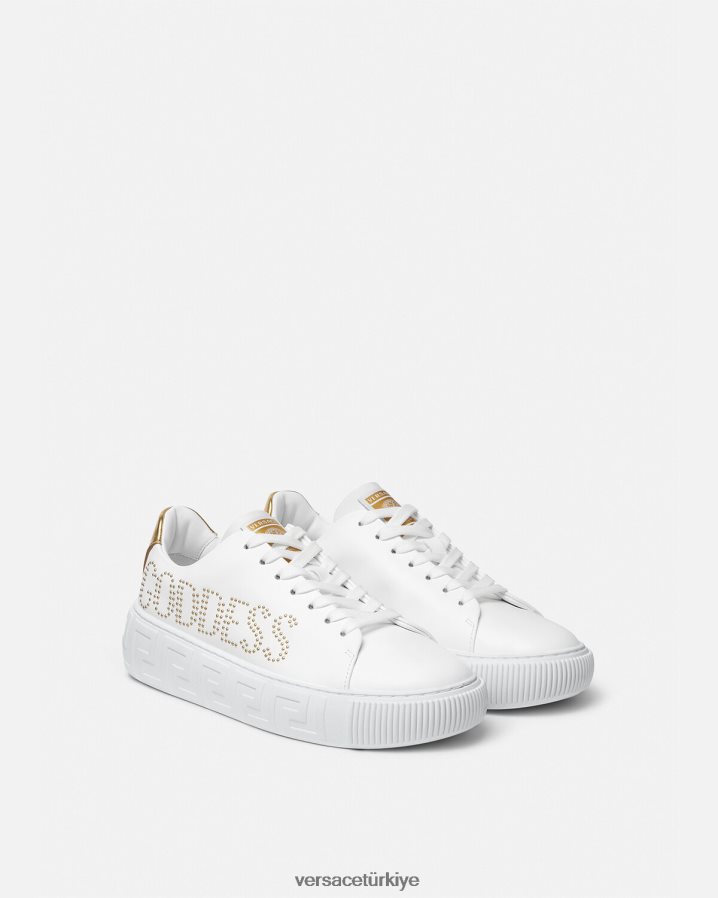 Versace tanrıça greca spor ayakkabıları kadınlar beyaz ayakkabı B0HHR8510