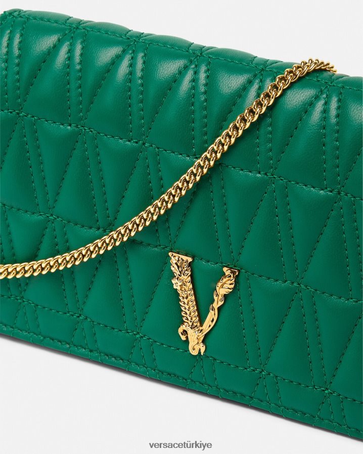 Versace Virtus debriyajı kadınlar yeşil çanta B0HHR8370