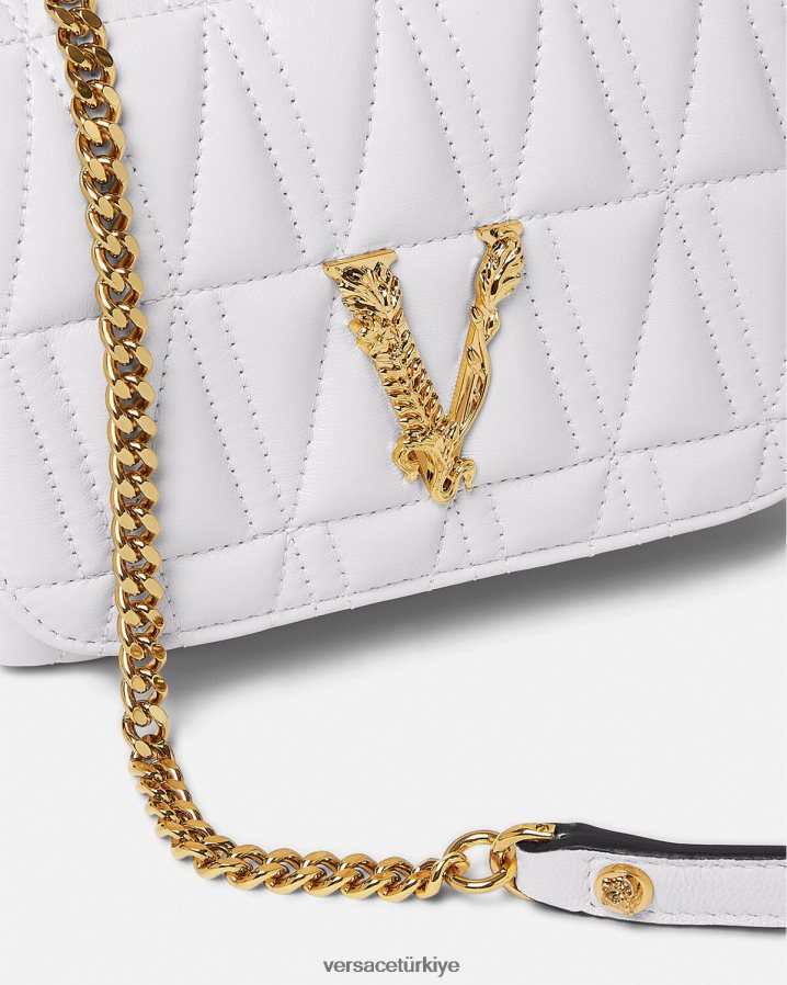 Versace Virtus küçük omuz çantası kadınlar beyaz çanta B0HHR8368