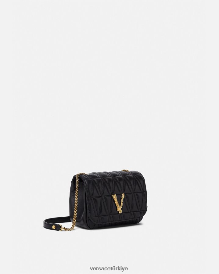 Versace Virtus küçük omuz çantası kadınlar siyah çanta B0HHR8367