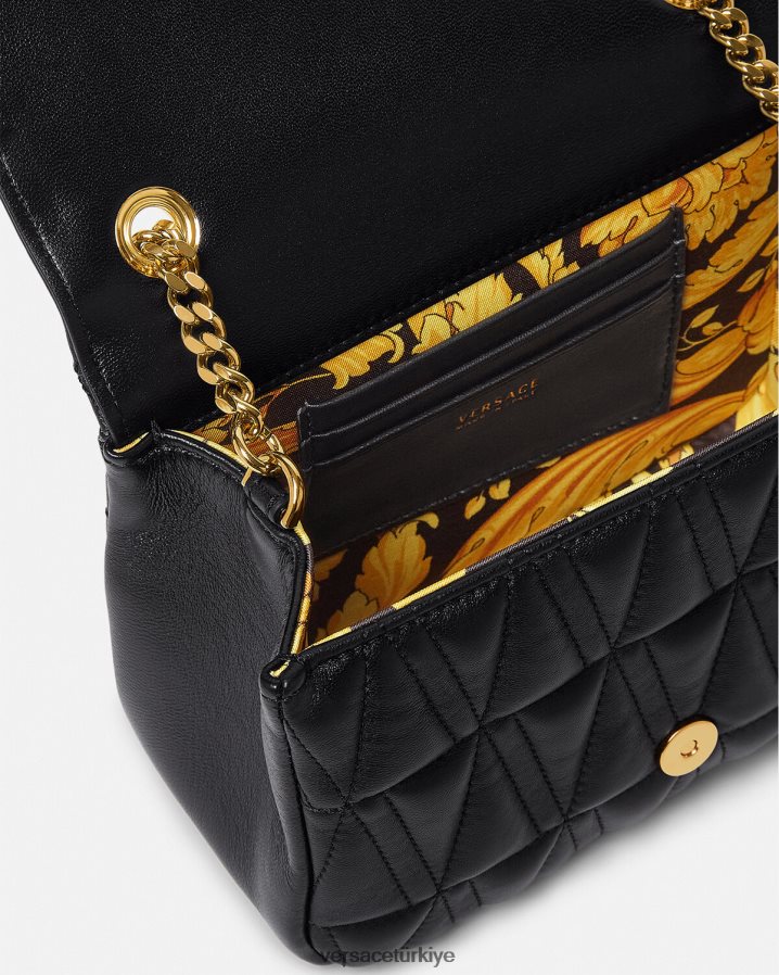 Versace Virtus küçük omuz çantası kadınlar siyah çanta B0HHR8367