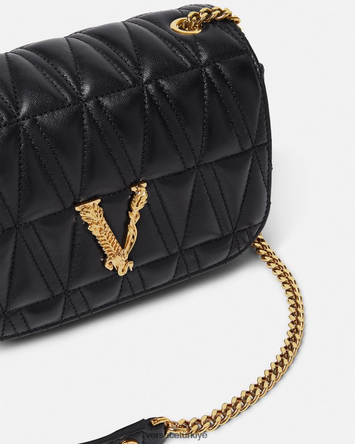 Versace Virtus küçük omuz çantası kadınlar siyah çanta B0HHR8367