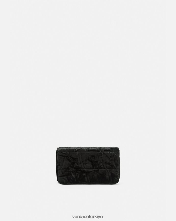 Versace Virtus kadife mini çanta kadınlar siyah çanta B0HHR8377