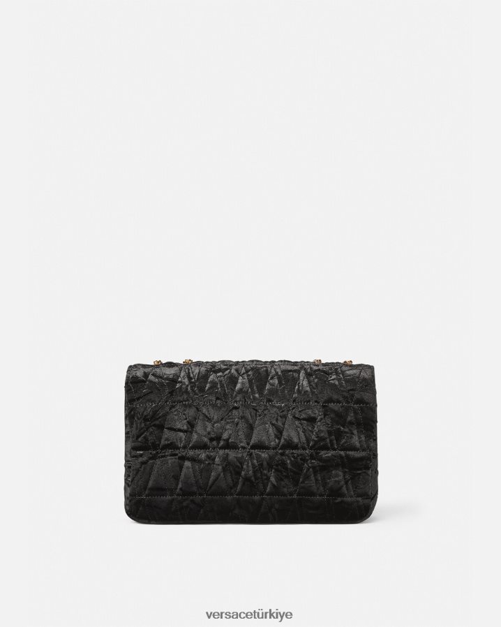 Versace Virtus kadife omuz çantası kadınlar siyah çanta B0HHR8373