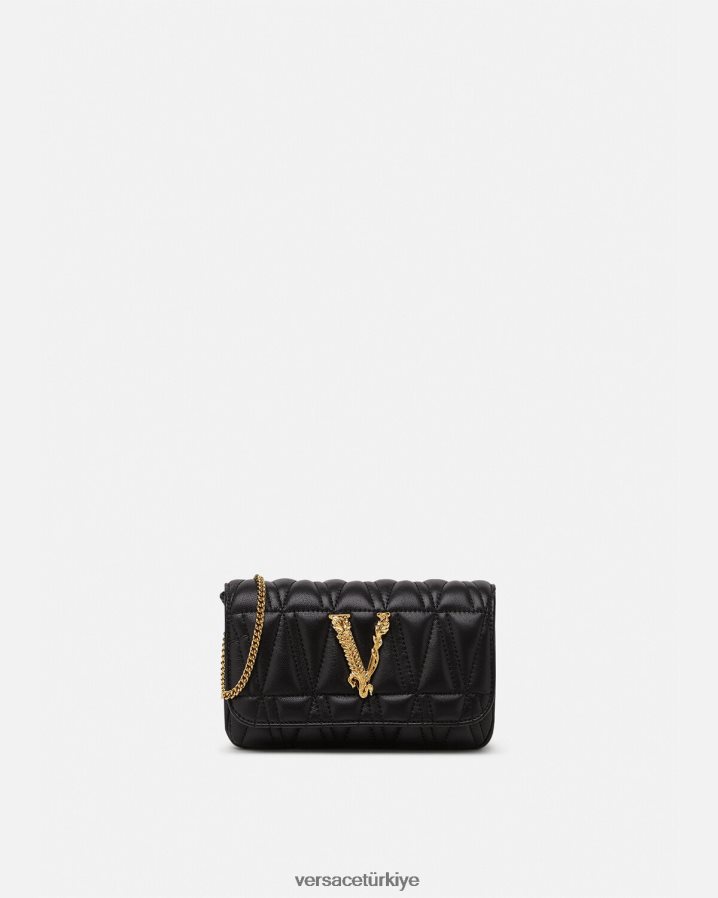 Versace Virtus mini çanta kadınlar siyah çanta B0HHR8372