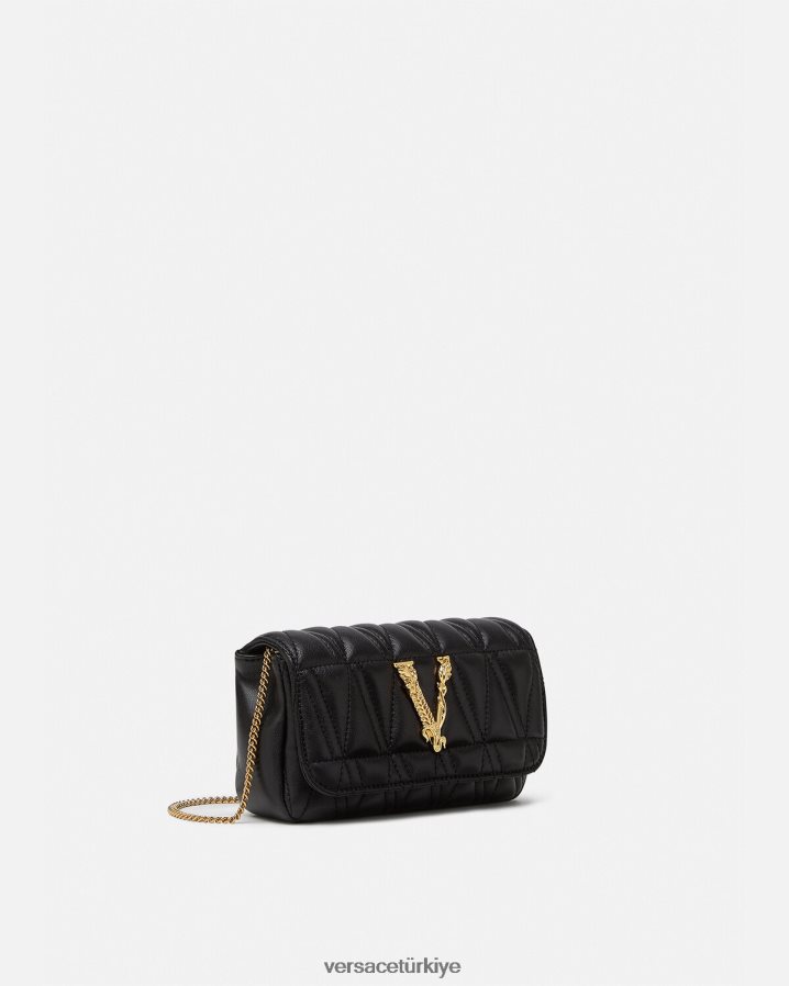 Versace Virtus mini çanta kadınlar siyah çanta B0HHR8372