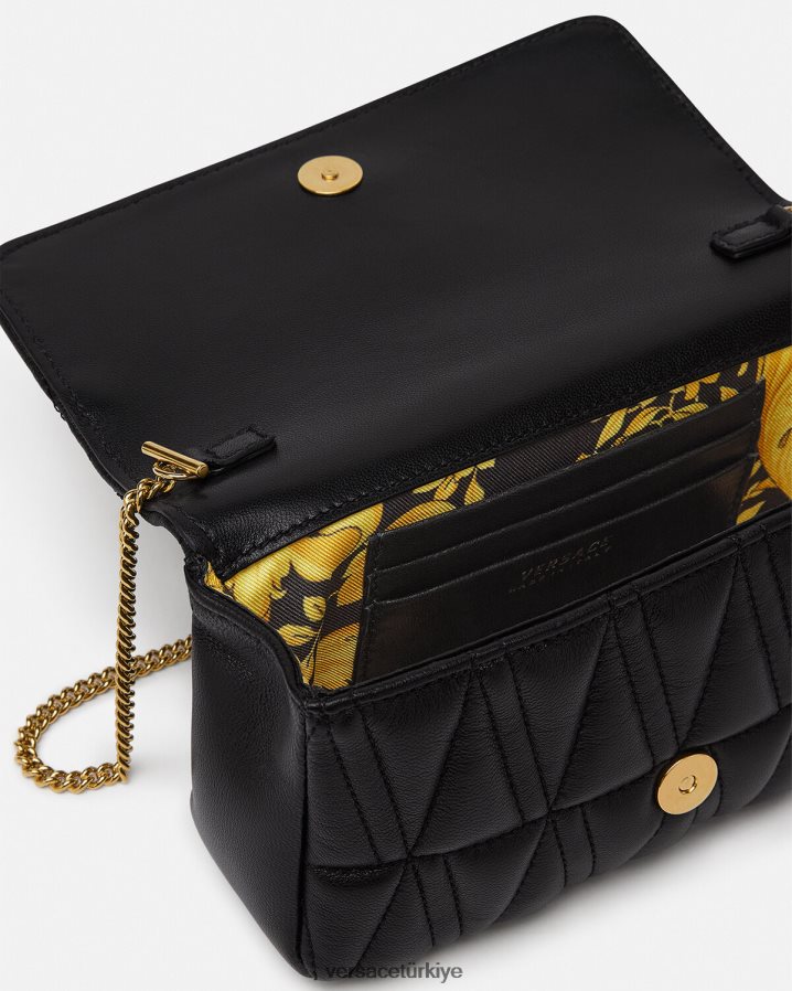 Versace Virtus mini çanta kadınlar siyah çanta B0HHR8372