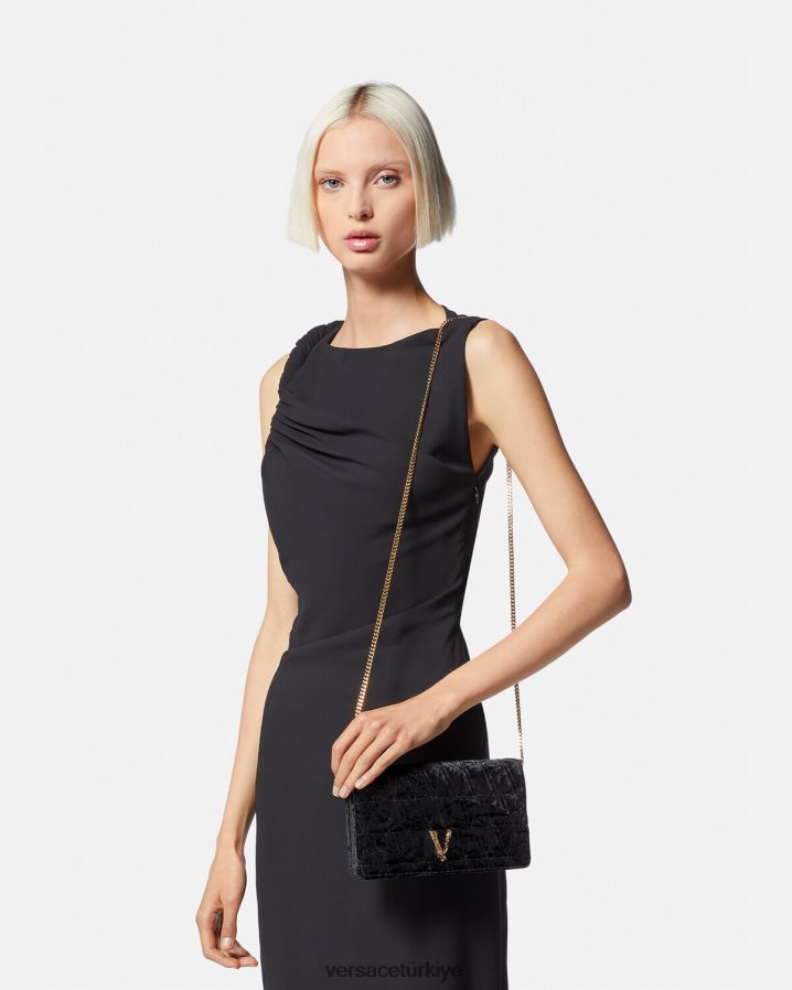 Versace kadife erdem debriyaj kadınlar siyah çanta B0HHR8378