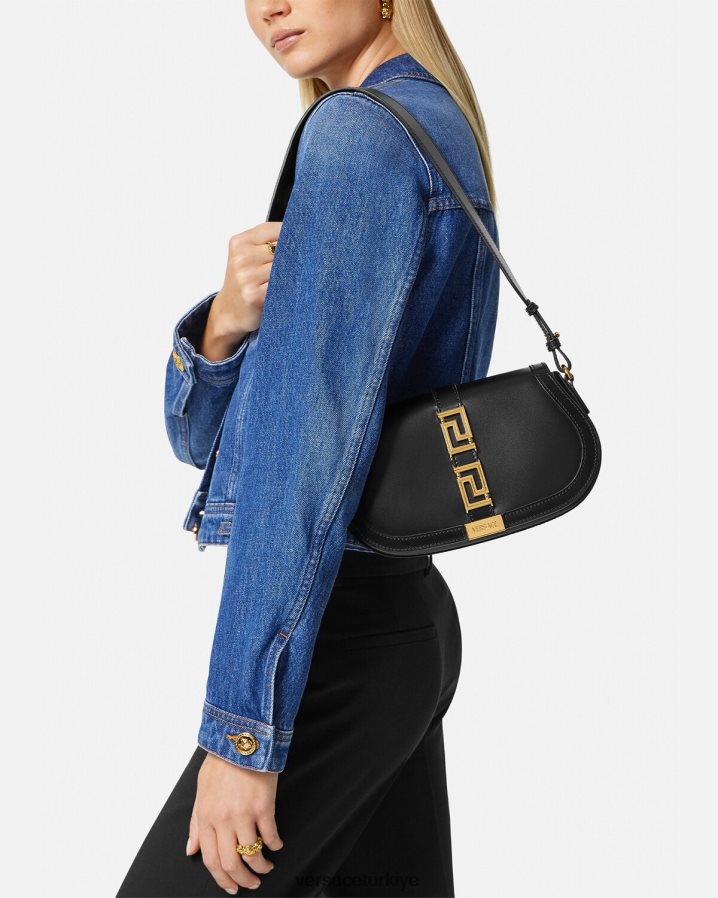 Versace Greca tanrıçası omuz çantası kadınlar siyah çanta B0HHR8251