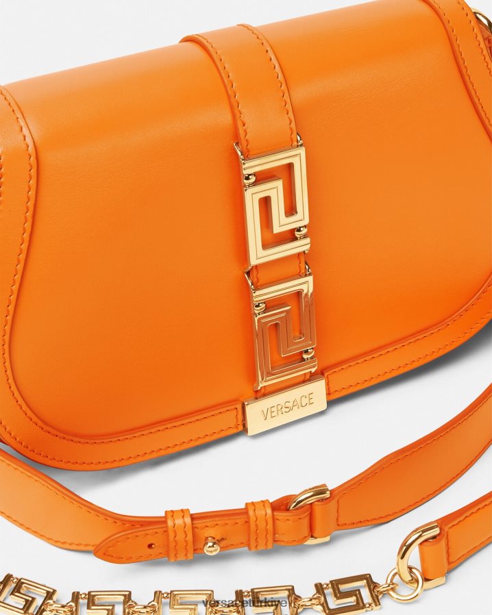 Versace Greca tanrıçası omuz çantası kadınlar turuncu çanta B0HHR8250