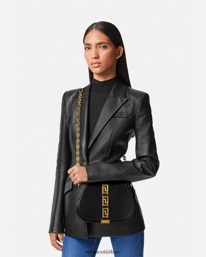 Versace greca tanrıçası büyük omuz çantası kadınlar siyah çanta B0HHR8254