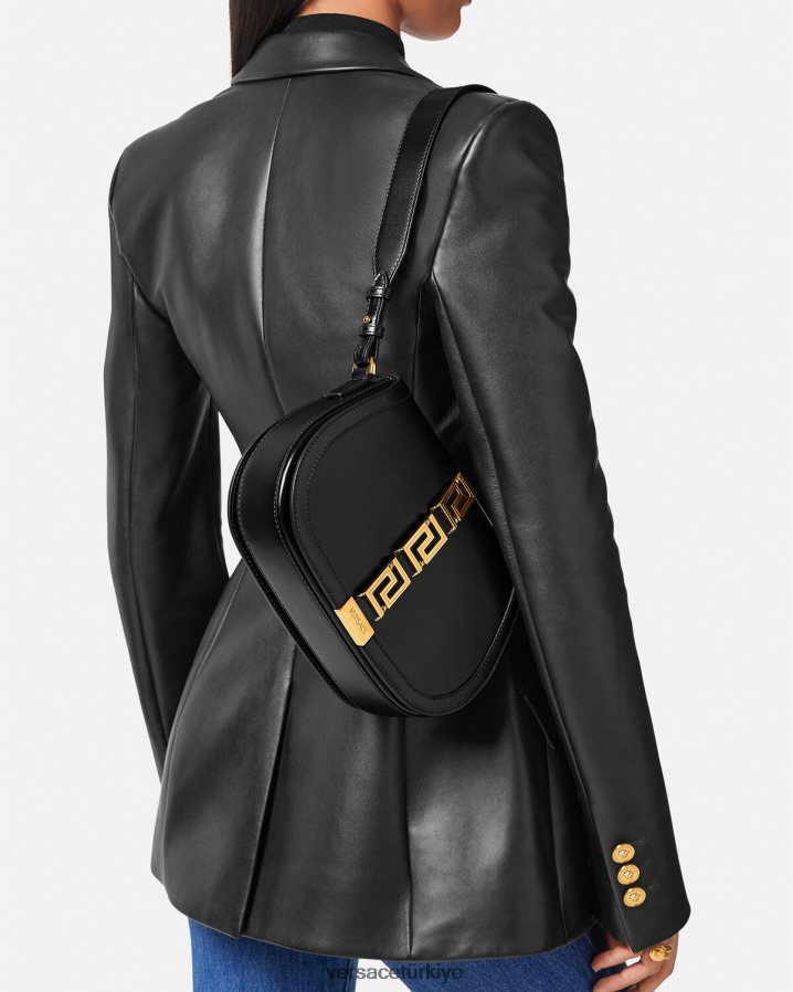Versace greca tanrıçası büyük omuz çantası kadınlar siyah çanta B0HHR8254